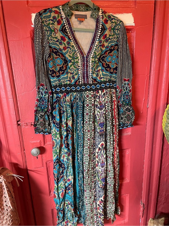Bhanuni By Jyoti Dresses & Skirts - Anthropologie Bhanuni by Jyoti Beaded Bohemian Floral V-Neck Maxi Dress Teal